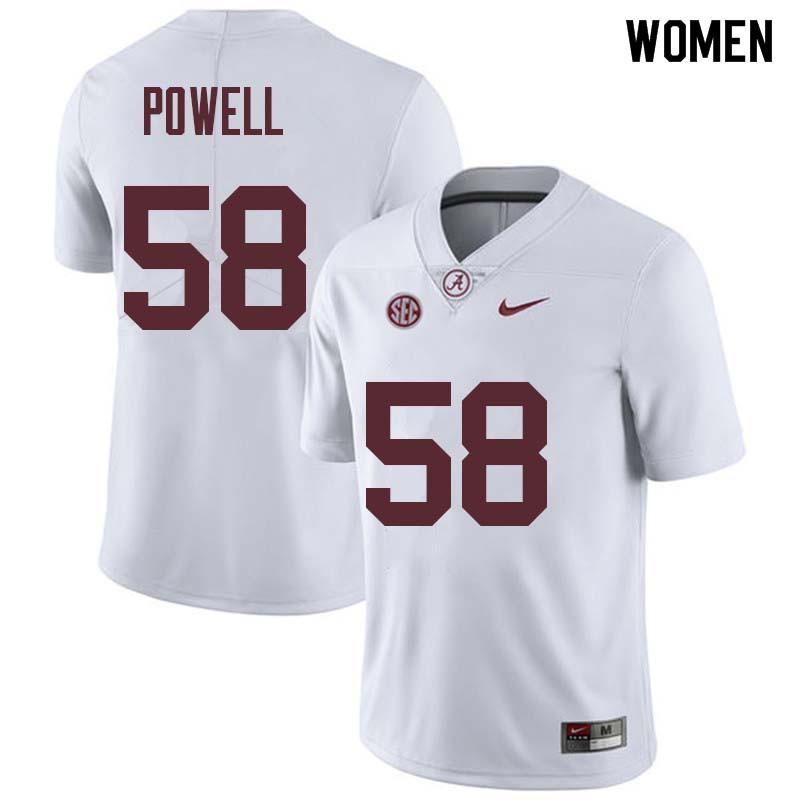 Women #58 Daniel Powell Alabama Crimson Tide College Football Jerseys Sale-White